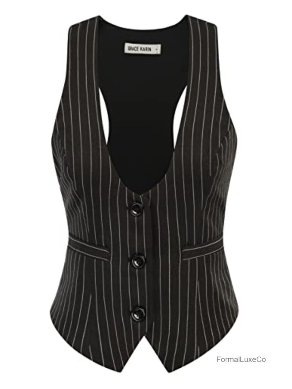GRACE KARIN Women's Suit Vest Top Sleeveless Button Waistcoat Steampunk Work